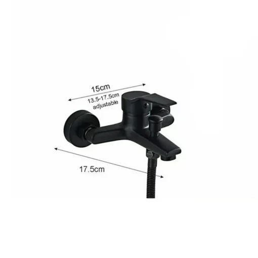 Kroomitud vannitoa kraan kuuma ja külma veega, seinakinnitus | E-pood Tootemaailm Must kroomitud vannitoa kraan seinakinnitusega, reguleeritav pikkus 13,5-17,5 cm. Kraanil on kaasaegne disain ja see pakub kuuma ja külma vee segamisvõimalust, sobides ideaalselt stiilse vannitoa kujundusse.