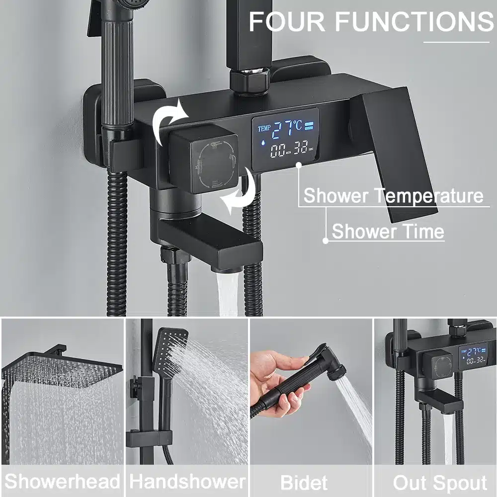 Messing dušisegisti termostaadi ja led displeiga | kujundav pilt e-kaubamaja pildikogust