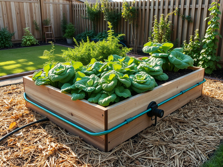 Tõstpeenar aias tilkkastmise ja multšiga