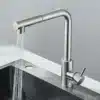 Köögivalamu kraan kõrge rõhuga roostevabast terasest, kuum ja külm vesi | E-pood Tootemaailm Köögivalamu kraan, valmistatud roostevabast terasest, valgustab minimalistlikku kööki. Kaasaegne disain, metallhõbedane värv ja kõrge rõhuga vee voog kuuma ja külma vee jaoks.