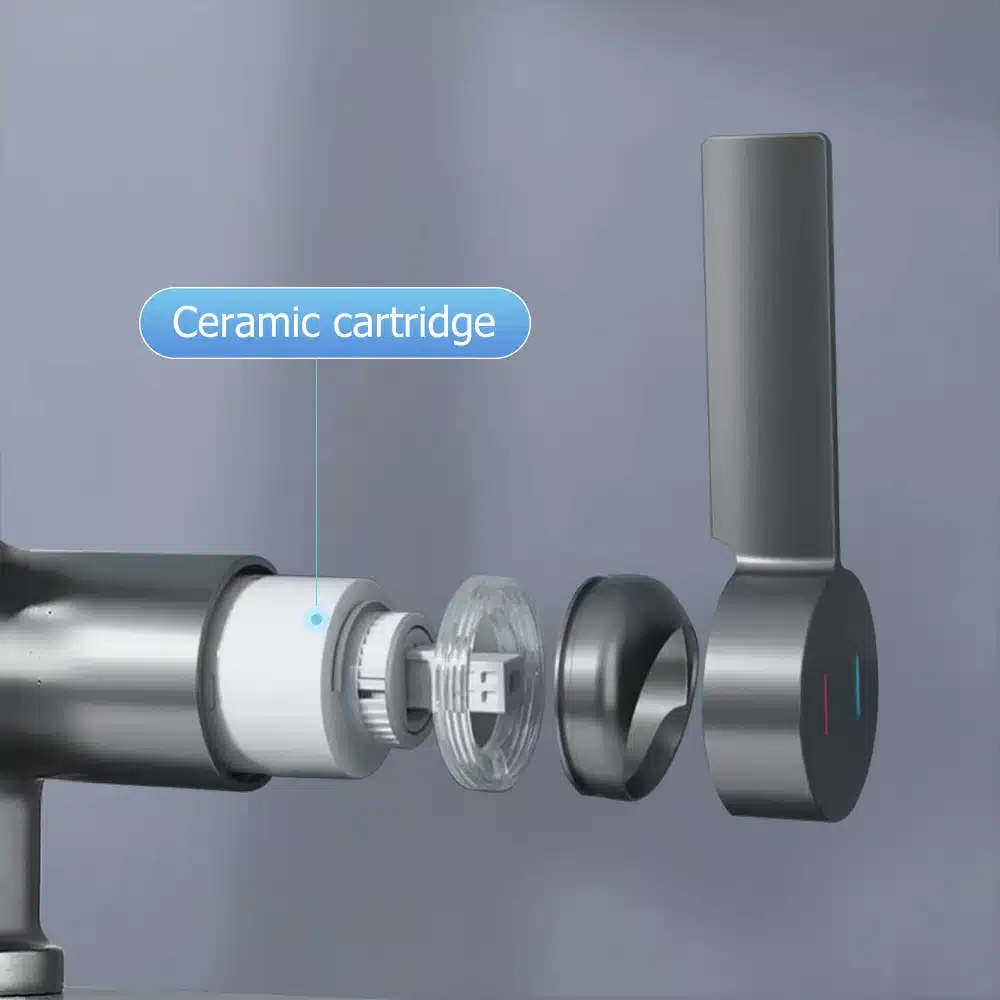 Moodne vannitoa kraan digitaalsete temperatuurinäidikutega | kujundav pilt e-kaubamaja pildikogust