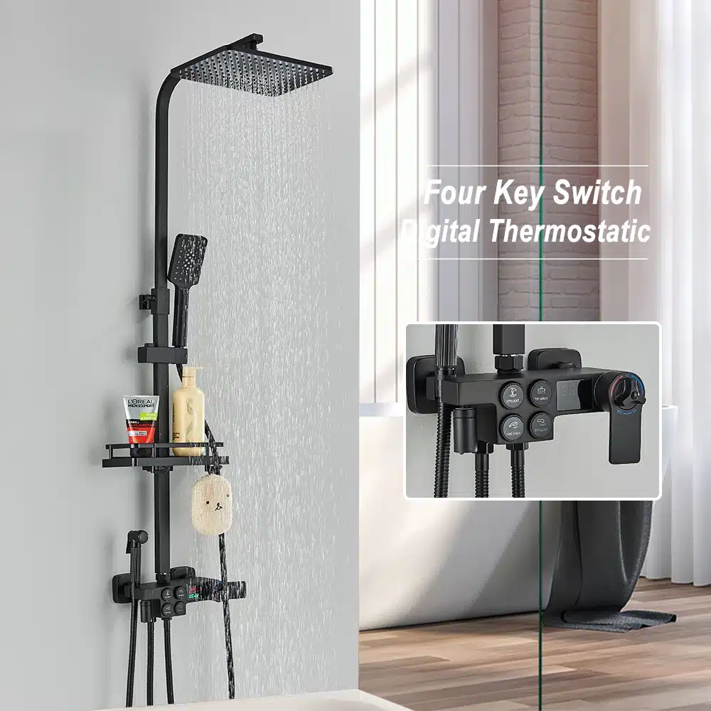 Dušisegisti komplekt LCD temperatuuri näidikuga ja vihmavee dušiga | kujundav pilt e-kaubamaja pildikogust