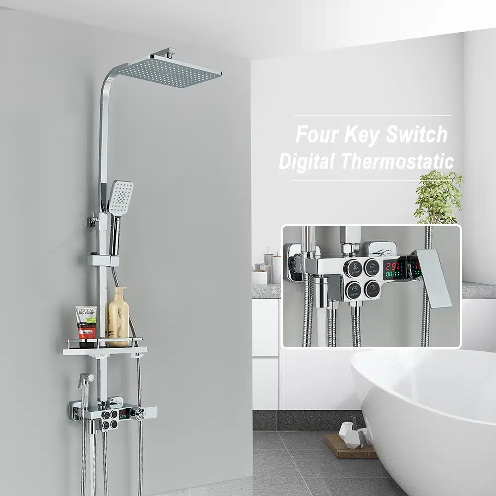 Dušisegisti komplekt LCD temperatuuri näidikuga ja vihmavee dušiga | kujundav pilt e-kaubamaja pildikogust