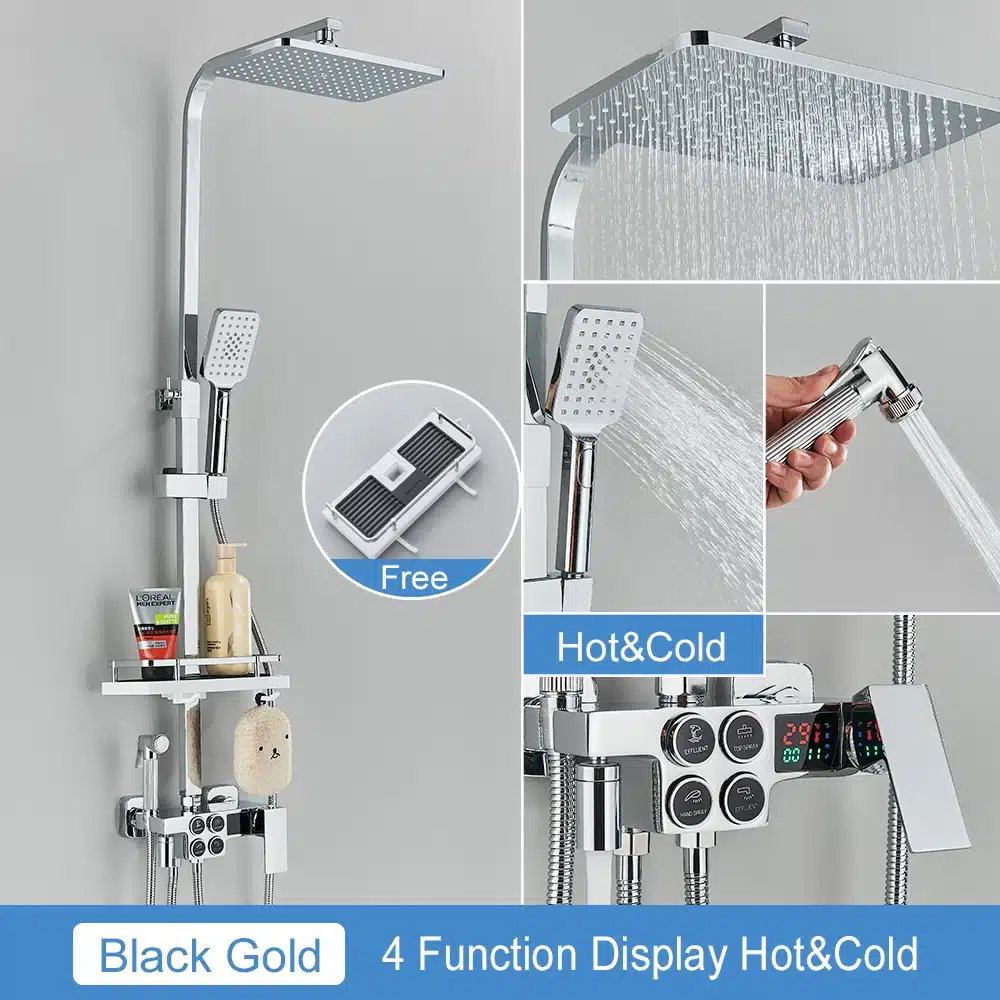 Dušisegisti komplekt LCD temperatuuri näidikuga ja vihmavee dušiga | kujundav pilt e-kaubamaja pildikogust