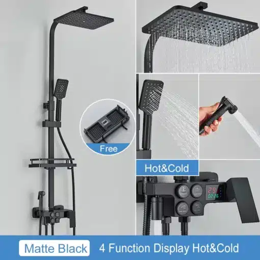 Dušisegisti komplekt LCD temperatuuri näidikuga ja vihmavee dušiga | E-pood Tootemaailm Dušisegisti komplekt LCD temperatuuri näidikuga ja vihmavee dušiga