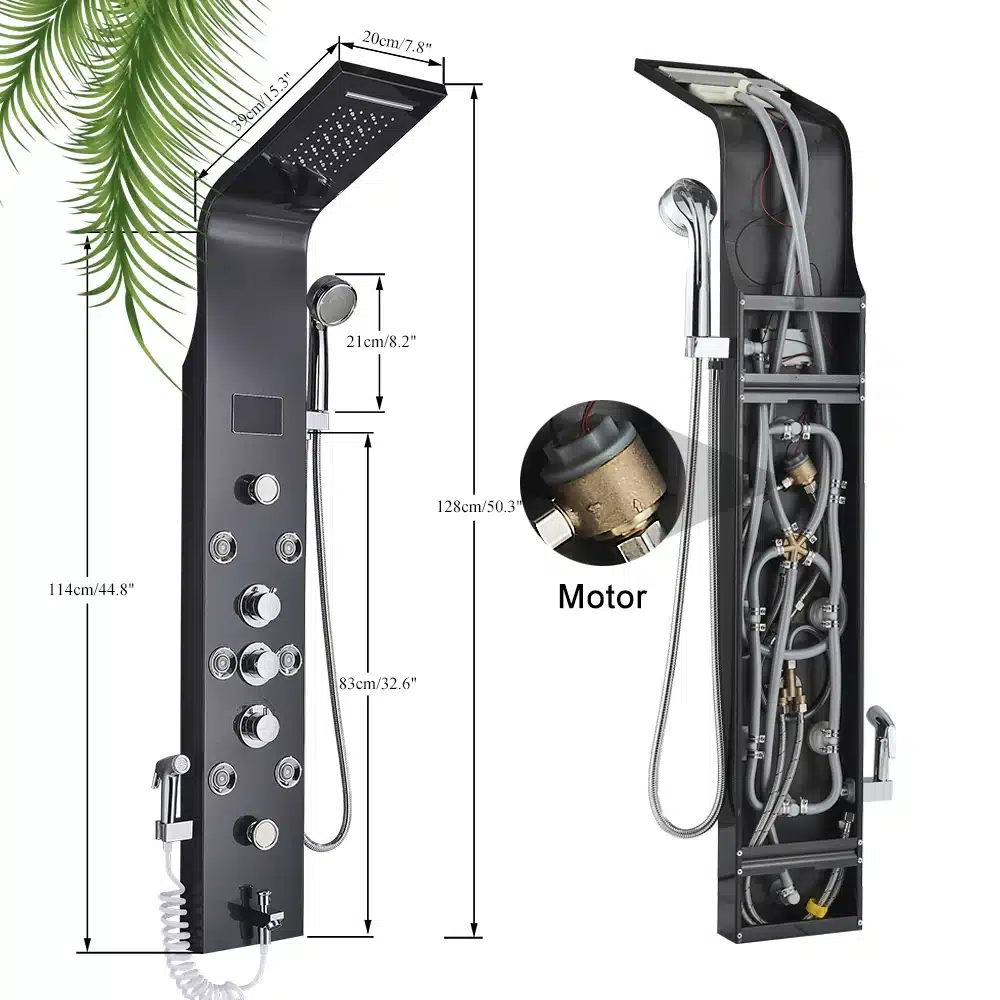 LED dušisegisti musta värvi veesamba süsteemiga ja massaažifunktsiooniga | kujundav pilt e-kaubamaja pildikogust