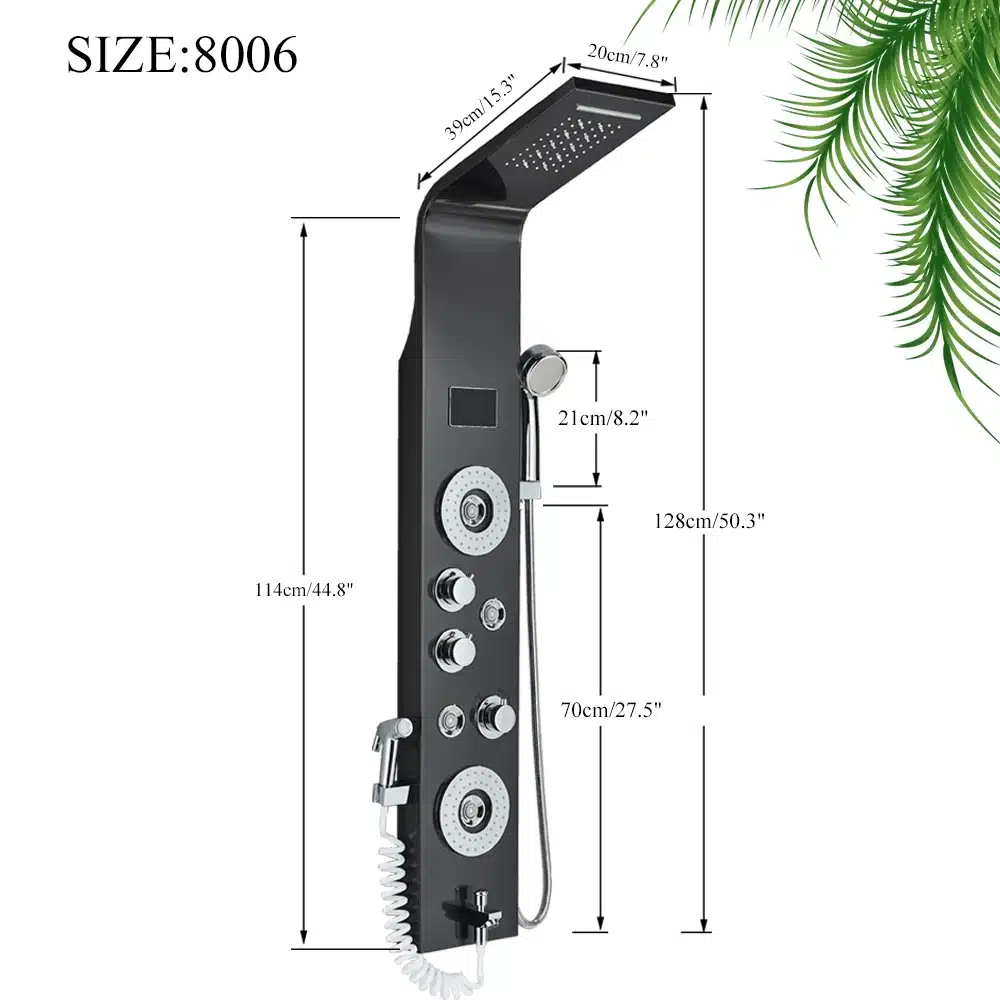 LED dušisegisti musta värvi veesamba süsteemiga ja massaažifunktsiooniga | kujundav pilt e-kaubamaja pildikogust