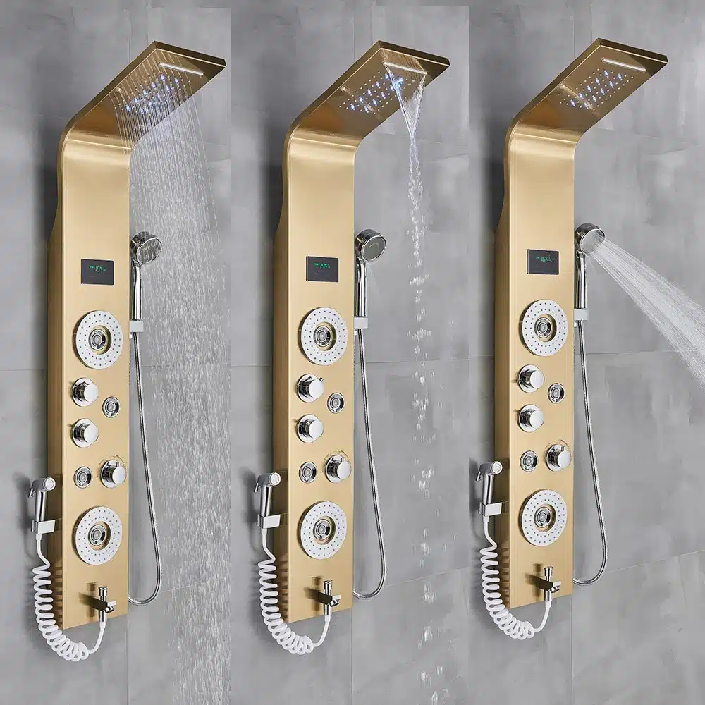 LED dušisegisti musta värvi veesamba süsteemiga ja massaažifunktsiooniga | kujundav pilt e-kaubamaja pildikogust