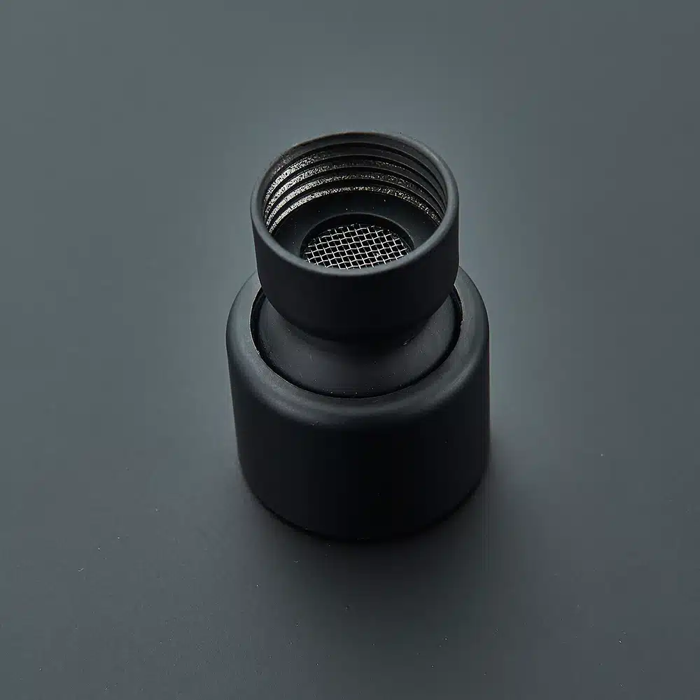 Must vihmadušipea 12/16/20 tolli ultraõhuke roostevaba teras, elegantne ja kaasaegne disain tumedal taustal.