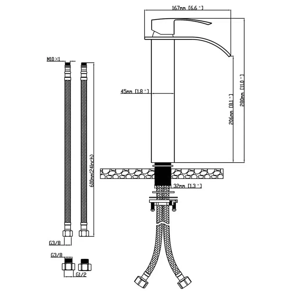 Kraanikausi segisti - kõrge disain, lai väljavool, kuum ja külm vesi | kujundav pilt e-kaubamaja pildikogust
