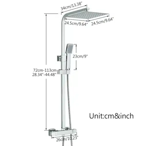 Dušisegisti komplekt kahe käepidemega, roostevaba teras, ultraõhuke dušipea | E-pood Tootemaailm Roostevaba terasest dušisegisti komplekt kahe käepidemega, millele on lisatud ultraõhuke dušipea. Näha on detailne mõõtude skeem ja täpselt kujundatud segisti kaasaegses disainis.
