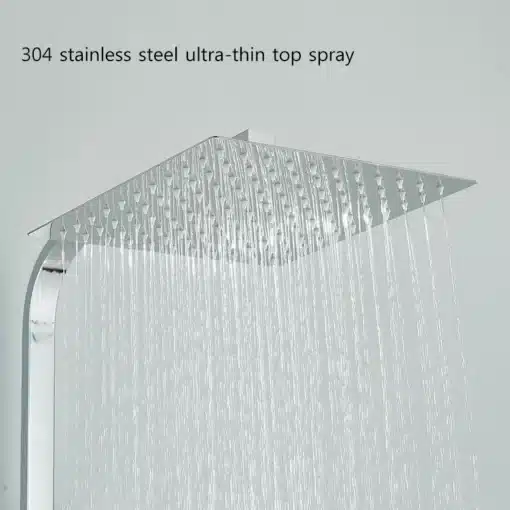 Dušisegisti komplekt kahe käepidemega, roostevaba teras, ultraõhuke dušipea | E-pood Tootemaailm Kahe käepidemega roostevabast terasest dušisegisti komplekt, millel on ultraõhuke dušipea ja veevalang selgel taustal.