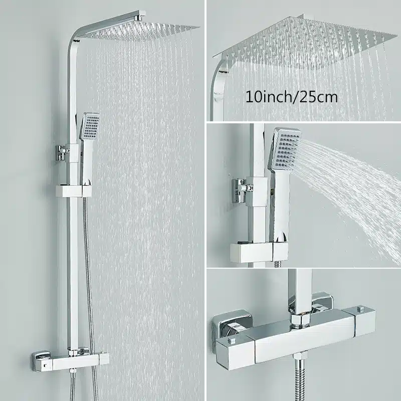 Dušisegisti komplekt kahe käepidemega, roostevaba teras, ultraõhuke dušipea | kujundav pilt e-kaubamaja pildikogust