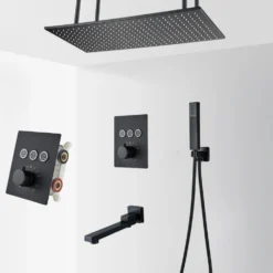 Dušisegisti komplekt musta termostaadiga, vihmavee ja juga 40X80