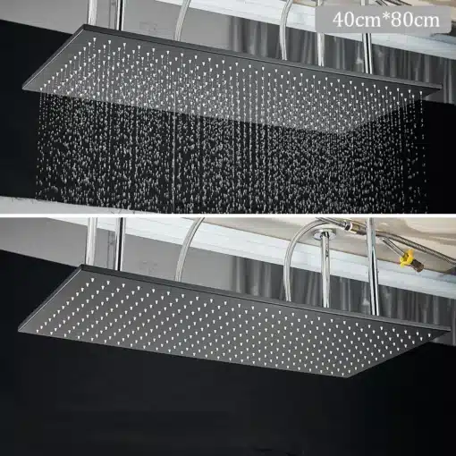 Dušisegisti komplekt musta termostaadiga, vihmavee ja juga 40X80 | E-pood Tootemaailm Dušisegisti komplekt musta termostaadiga, vihmavee ja juga 40X80