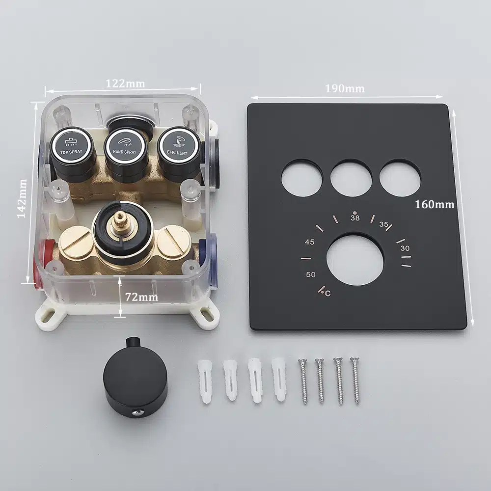 Dušisegisti komplekt musta termostaadiga, vihmavee ja juga 40X80 | kujundav pilt e-kaubamaja pildikogust