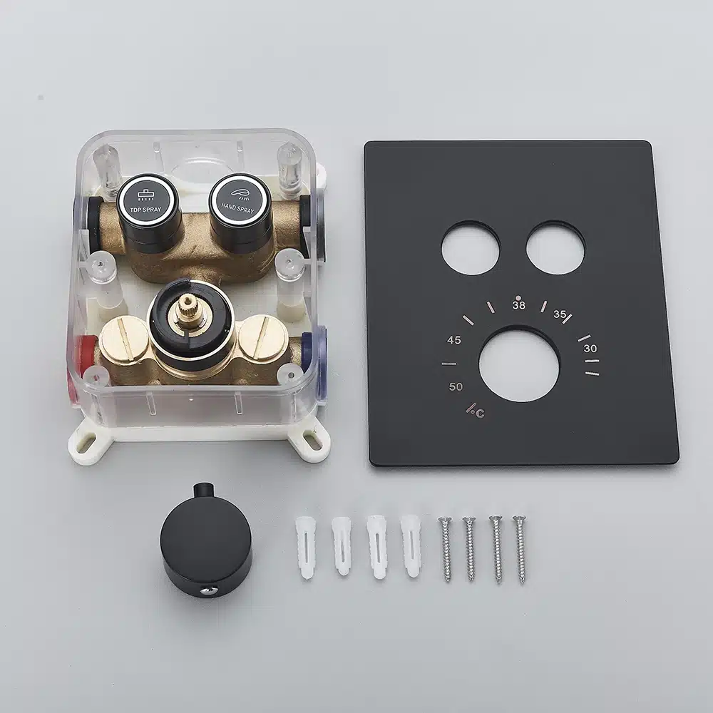 Dušisegisti komplekt musta termostaadiga, vihmavee ja juga 40X80 | kujundav pilt e-kaubamaja pildikogust