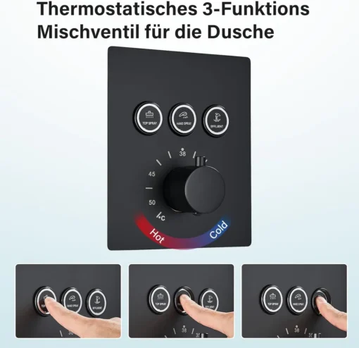 Lakke kinnitatav dušš LED-valgusega vihmavee dušisüsteem | E-pood Tootemaailm Lakke kinnitatav dušš LED-valgusega vihmavee dušisüsteem