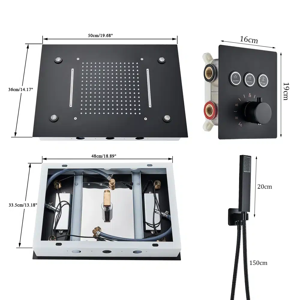 Lakke kinnitatav dušš LED-valgusega vihmavee dušisüsteem | kujundav pilt e-kaubamaja pildikogust