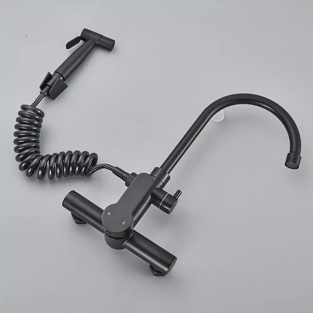 Seinale paigaldatav köögivann koos kõrgsurve käsidušiga | kujundav pilt e-kaubamaja pildikogust