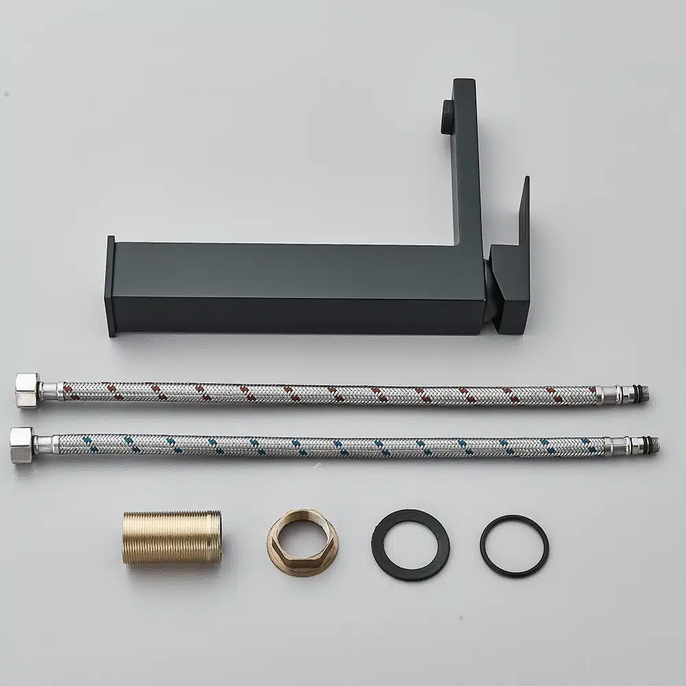 Vannitoa kraan roostevabast terasest kuuma ja külma vee segisti | kujundav pilt e-kaubamaja pildikogust