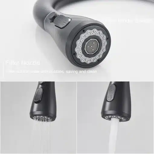 Köögisegisti musta värvi, väljatõmmatava pihustiga | E-pood Tootemaailm Köögisegisti musta värvi, väljatõmmatava pihustiga