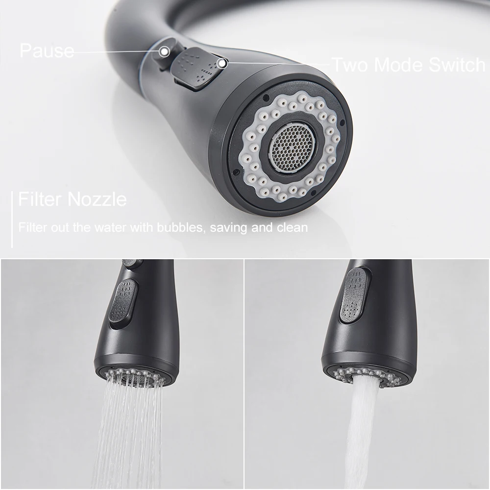 Köögisegisti musta värvi, väljatõmmatava pihustiga | kujundav pilt e-kaubamaja pildikogust