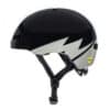 Jalgrattakiiver Nutcase Darth Lightnin' Reflective MIPS 56-60 cm, must ja hõbedane disain, turvaline rihmakinnituse süsteem, valge taust.