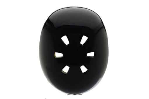 Must, läikiv jalgrattakiiver Nutcase Darth Lightnin' Reflective MIPS mõõdus 56-60 cm, millel on ventileerivad avad ja peegeldavad detailid, nähtav valgel taustal.