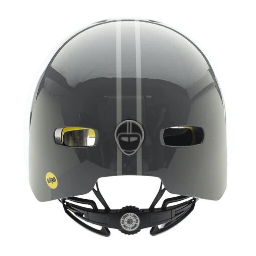 Stiilne Kiiver NUTCASE Street, Suit and Tie Stripe MIPS, L hallides toonides, millel on õhutusavad ja turvaline kinnitus, mida ümbritsevad elegantsed triibud.