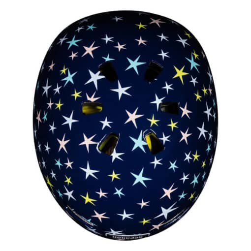 Kiiver lastele NUTCASE LITTLE NUTTY, Stars are Born Gloss MIPS S - sinine kiiver mitmevärviliste tähtedega, esindades turvalisust ja stiili.