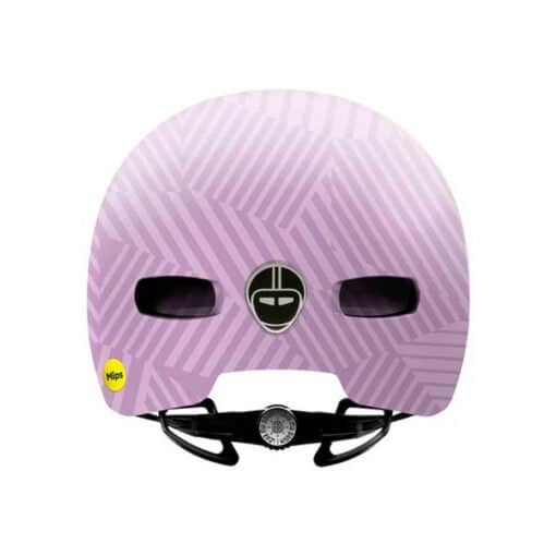Lastekiiver NUTCASE LITTLE NUTTY, Mo' Violets MIPS XS, pehme lillelise mustriga lilla toonis, ventileeritud avadega ja MIPS-tehnoloogiaga turvalisuse suurendamiseks.