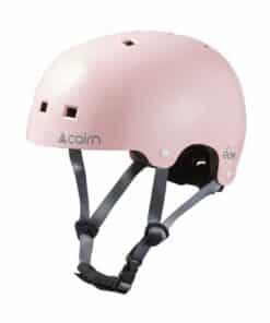 Kiiver CAIRN EON Shiny Powder Pink, roosa (L) koos musta reguleeritava lõuarihma ja ventileerimisaukudega, paigutatud valge tausta ees.