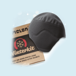 Talvesisu MELON kiivritele (S): soe ja pehme must vooder, mis sobib kiivri sisemusse, pakend taustal lumiste efektidega.