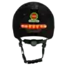 Rattakiiver Melon E-Series helkuritega, must M/L | E-pood Tootemaailm Kiiver MELON E-Series, Black Ice (M/L) esiküljel LED-tuledega mustas viimistluses, reguleeritava rihma ja ventilatsiooniavadega linnakiiver.