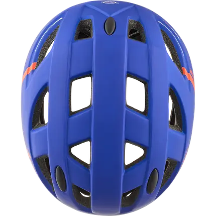Sinine lastekiiver CAIRN Kustom Mat King Blue, millel on aerodünaamiline disain ja hingav struktuur. Kiivri taust on minimalistlik, tuues esile selle sportliku ja trendika stiili.
