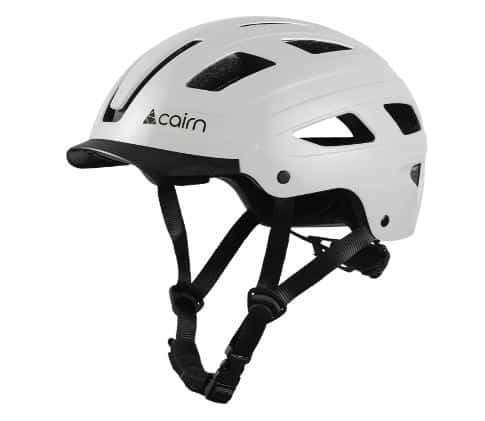 Rattakiiver Cairn Clarke LED-valgustusega, valge (L) | E-pood Tootemaailm Valge linnakiiver CAIRN CLARKE Matt White (L), minimalistliku disainiga, matt viimistlus, mustade rihmade ja ventilatsiooniavadega, ideaalne linnakeskkonda.