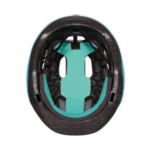 Kiiver LAZER PNUT KinetiCore, CE-CPSC, Shark, sinine sisemus, mis näitab turvalist polsterdust ja ventilatsiooniavasid.