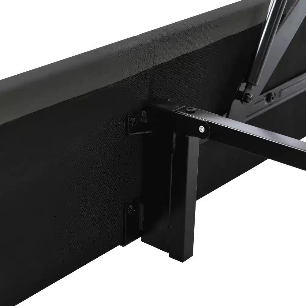 Kaasaegne voodi USB laadija ja LED peatsiga 160x200, must metallraam ja tugevad kinnitused.