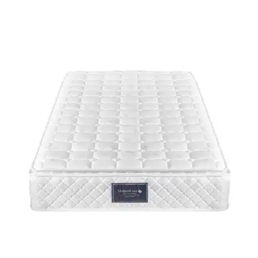 Valge vedrumadrats, mis sobib ideaalselt Voodi halli kangaga ja vedrumadratsiga 90x200 komplekti. Madrats on minimalistliku ja pehme disainiga, pakkudes optimaalset tuge ja mugavust.