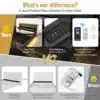 Voodi pesukastiga, USB ja LED valgustusega 90x200 koos võrreldavate detailidega, sealhulgas peatsi kõrgus, kiirlaadimise USB pordid ja rakendusega juhitav LED valgustus. Taustal on näha elegantne magamistoa interjöör.