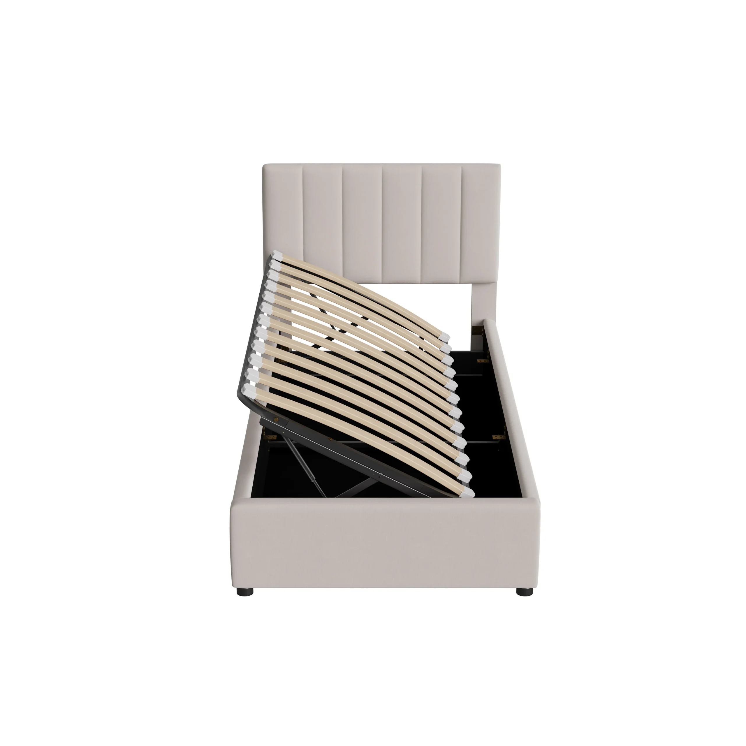 Hele voodi panipaigaga 90x200, millel on reguleeritav peats ja avatud voodialune säilitussüsteem. Voodi on minimalistliku disainiga, valmistatud kvaliteetsetest materjalidest, sobides igasse magamistuppa.