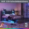 Stiilne voodi 160x200, varustatud praktiliste sahtlitega ja elegantse LED-valgustusega, mis loob hubase atmosfääri. Modernne disain sulandub ideaalselt kaasaegsesse magamistuppa, millel on hallid seinad ja suured aknad.