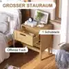 Öökapid rotangist sahtlitega, komplekt 2 tk, boho stiil | E-pood Tootemaailm Boho stiilis öökapp kahe tükina, millel on naturaalset tooni rotangist esiosa ja puidust sahtel, asetatud kaasaegsesse magamistoa interjööri, koos raamatute, taime ja kohvitassiga.