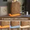 Kummut LED-valgustusega, kitsas 5 sahtliga, naturaalne puidust | E-pood Tootemaailm Naturaalne puidust kummut viie sahtliga ja LED-valgustusega, seismas elutoas kunstipärase maali ja taimede kõrval. Kummut on soe ja elegantne, sobides ideaalselt kaasaegsesse interjööri.