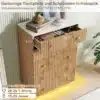 Kummut LED-valgustusega, kitsas 5 sahtliga, naturaalne puidust | E-pood Tootemaailm Kummut LED-valgustusega, kitsas 5 sahtliga, naturaalne puidust, millel on peal potitaim ja raamatud. Lähedalt avatud sahtel näitab kummuti mahutatavust. Kummut asub valgusküllases elutoas, mille taustal on pastelsete toonidega sein.