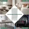 Klaasvitriin LED-valgustusega, 4 riiulit, vaba seisev | E-pood Tootemaailm Elutuppa, magamistuppa, kodukontorisse ja mängutuppa sobiv klaasvitriin LED-valgustusega, nelja riiuliga ja iseseisev. Näha on modernsed interjöörid, milles vitriin lisab elegantsi ja funktsionaalsust.