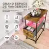 Elegantne kitsas kohvilaud integreeritud LED-valgustusega sooja puidu toonis, USB-pesa ja praktiliste panipaikadega.