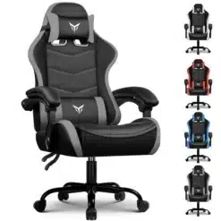 Mänguritool ergonoomiline seljatoega must XGC02, valmistatud kvaliteetsest mustast ja hallist kunstnahast. Toolil on reguleeritavad relvad, pehme padjaga toetatud iste ja seljatugi, mille alumisel osal on logo. Taustal on valge, samuti on näha erinevaid värvivalikuid.