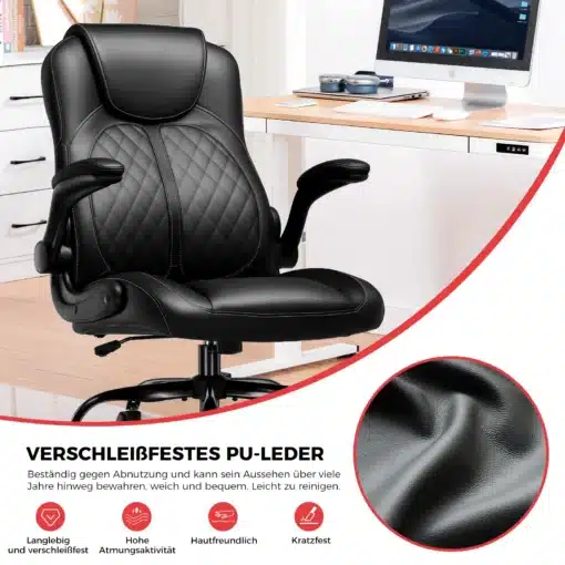 Mänguritool ergonoomiline kiikuvate käetugedega must | E-pood Tootemaailm Ees on must mänguritool, mis on valmistatud vastupidavast PU-nahast. Toolil on ergonoomilised disainiga käetoed ja mugav kiigumehhanism, hele taust annab toolile elegantse välimuse.